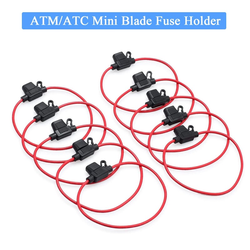 CAMWAY 10PCS Fuse Holder Blade Mini ATM/ATC Waterproof Automotive Wire Fuse Holder 14 AWG for Car Boat RV 12V 20A Fuses - Image 4